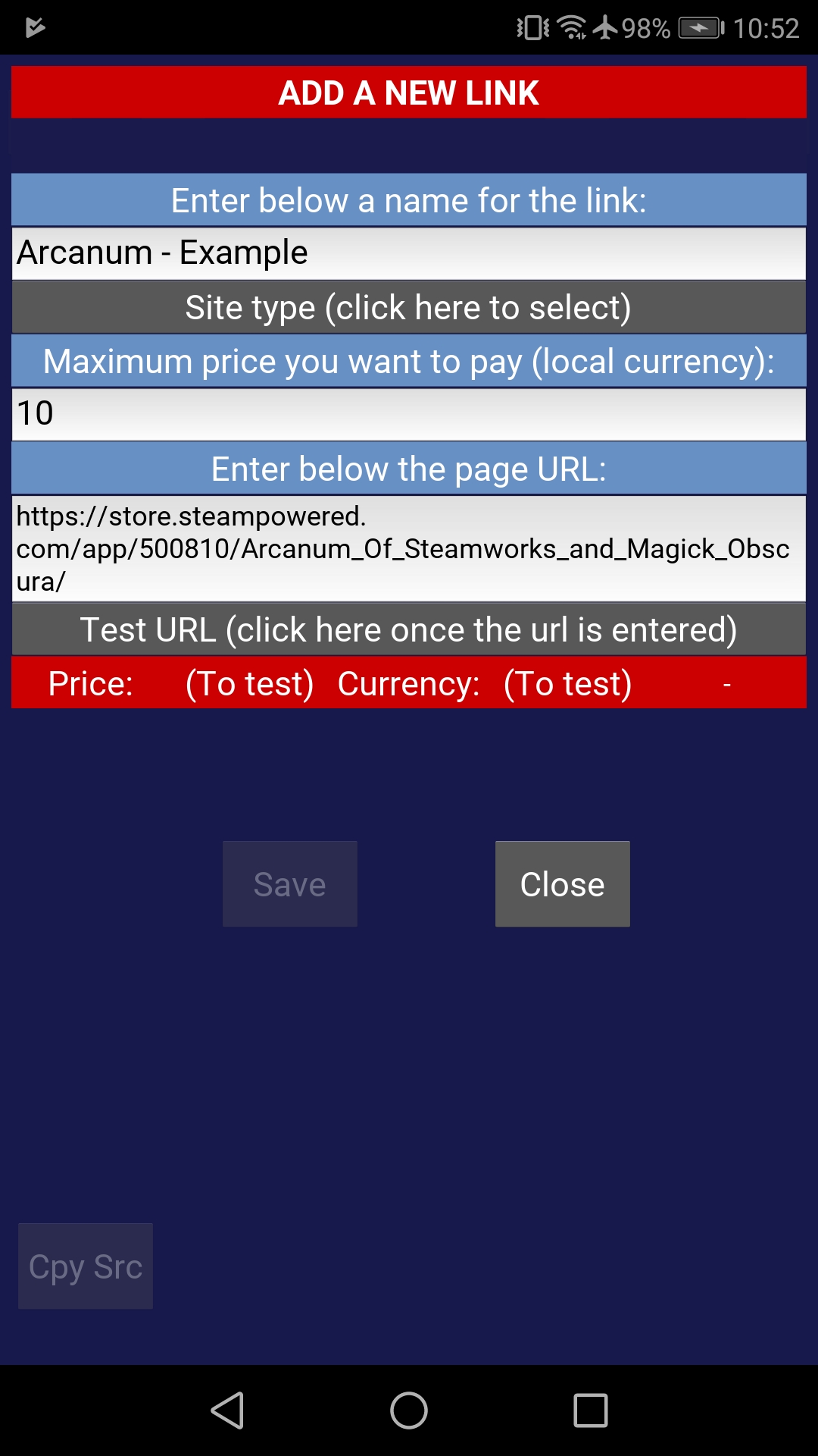 g price
checker default menu add a site
