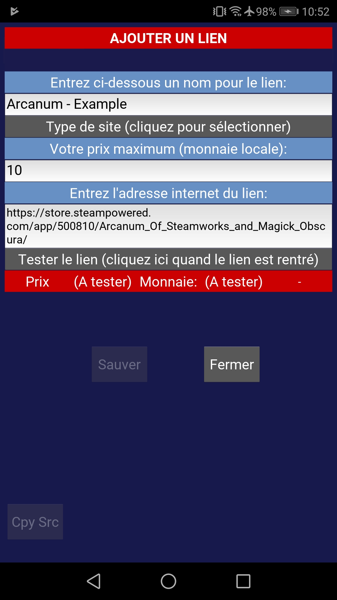 g
      price checker default menu ajouter un site